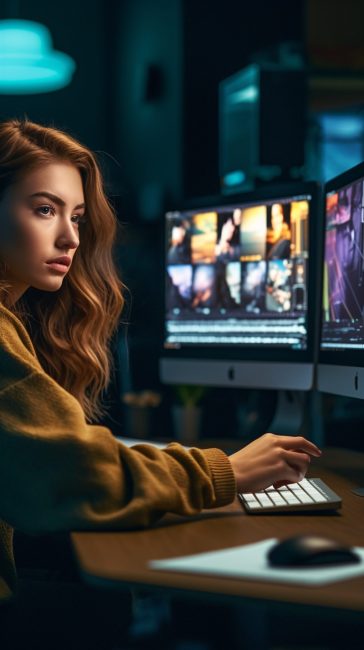 cdui-alt-jeune-femme jeune femme devant un écran d'ordinateur design d'interface